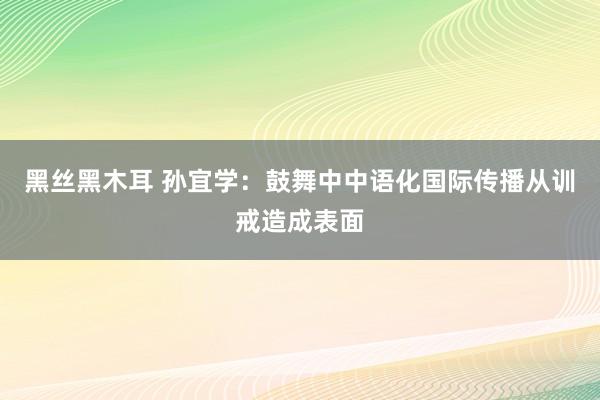 黑丝黑木耳 孙宜学：鼓舞中中语化国际传播从训戒造成表面