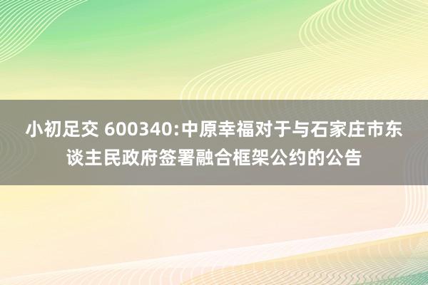 小初足交 600340:中原幸福对于与石家庄市东谈主民政府签署融合框架公约的公告