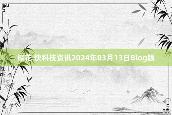 探花 快科技资讯2024年03月13日Blog版